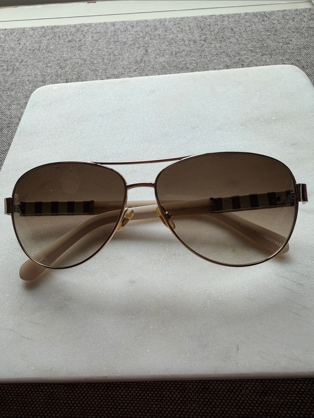 kate spade Gold Metal Aviator Sunglasses with Brown Gradient Lenses - Picture 2 of 3